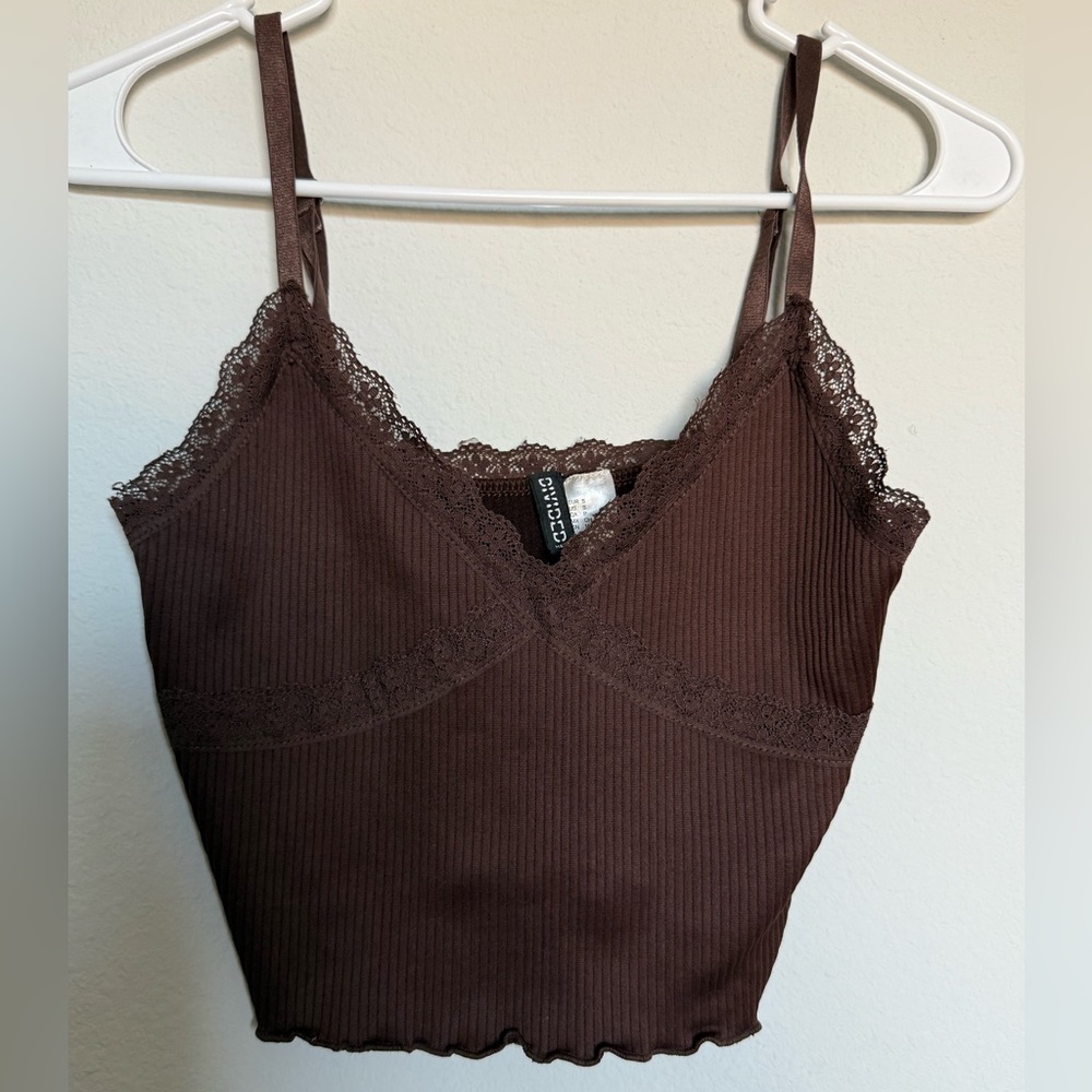 H&M Chocolate Lace Detail Top